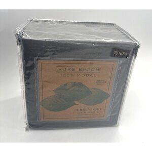 RARE Pure Beech Jersey Knit Sheet Set QUEEN Size 100% Modal Charcoal 4 Piece NEW